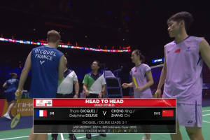 2025年 世界锦标赛 QF 混双 汤姆·吉凯尔&德尔菲娜·德尔鲁[法国] vs [中国]程星&张驰