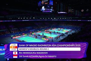 2025年 亚洲锦标赛 R16 女双 岩永铃&中西贵映[日本] vs [印度尼西亚]西蒂·萨拉·阿扎赫拉&阿格尼亚·斯里·拉哈尤
