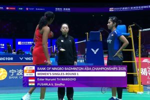 2025年 亚洲锦标赛 R16 女单 埃斯特·努鲁米·特里·瓦尔多约[印尼] vs [印度] 普萨拉·文卡塔·辛杜