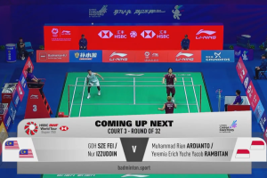 2025年 李宁中国大师赛 R32 男双 吴世飞&努尔·伊祖丁·鲁姆萨尼[马来西亚] vs [印尼]穆罕默德·里安·阿迪安托&耶烈米亚·埃里克·约舍·雅各布