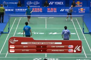 2011年 第12届苏迪曼杯 第5天小组赛 男双 LIU.Yi&Zhao.Jiang.Terry.YEO[新加坡] vs [美国]白国豪&吴俊明